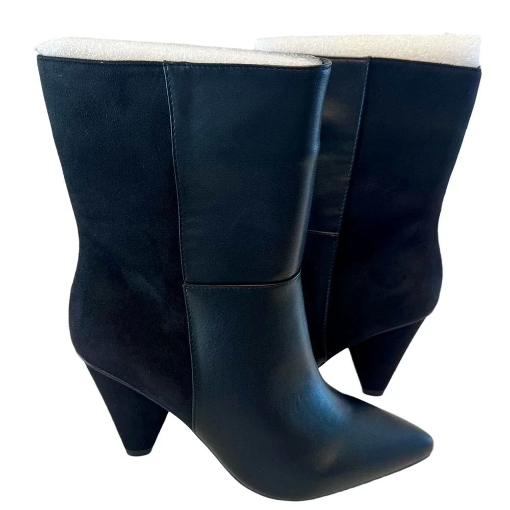 Eloquii‎ New Size 9W Black Kase Suede Faux Leather Wide Shaft Booties Boots